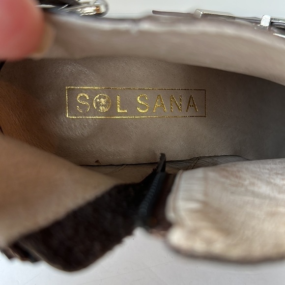 Sol Sana Genuine Leather Brown Side Zipper Three Buckle Bootie Size EU 36/US 5.5 - Picture 11 of 14